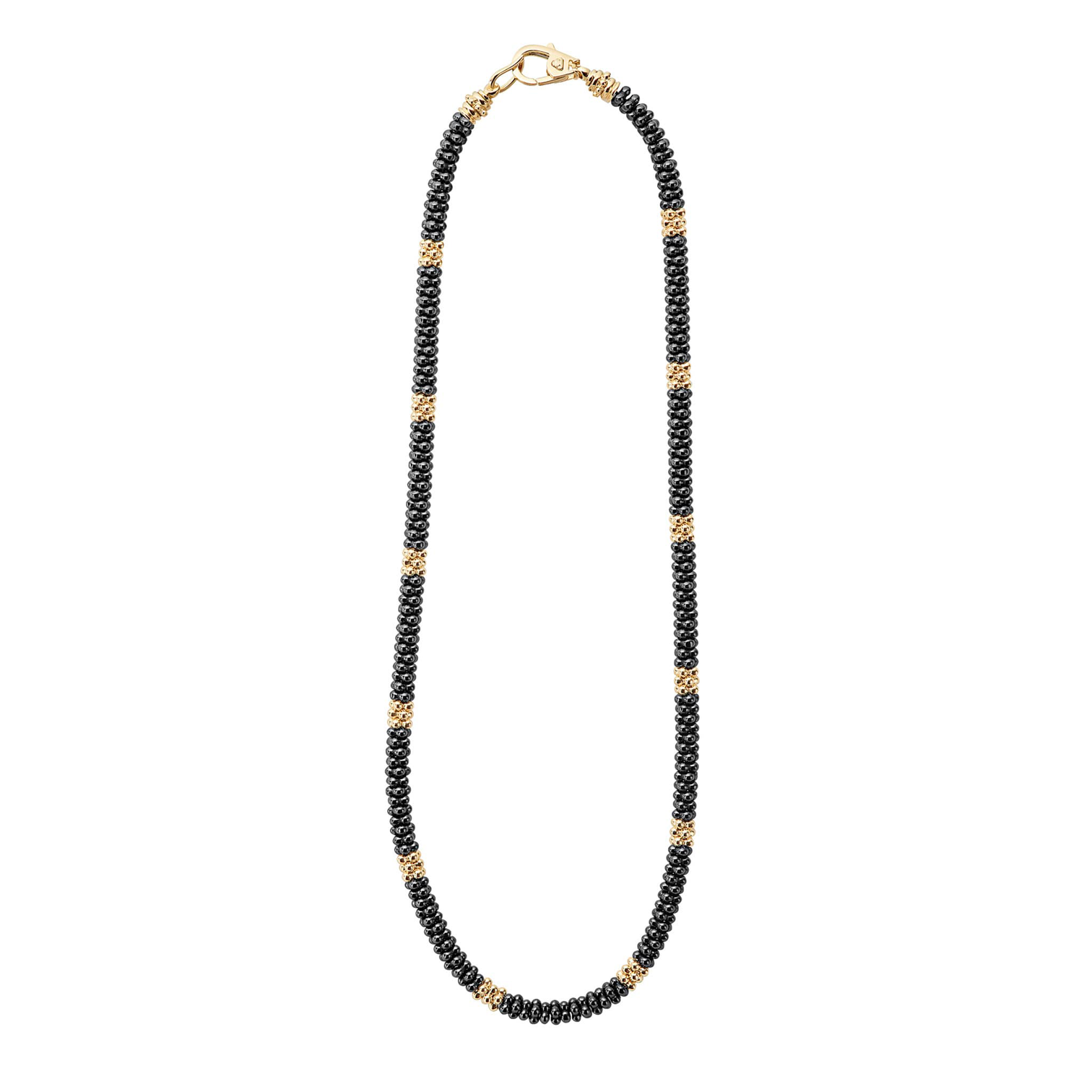 LAGOS Black Caviar 18K Gold Small Station Ceramic Beaded 5mm Necklace